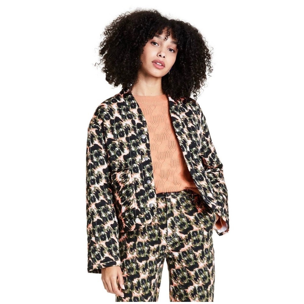Rachel Comey Women's Olive and Pink Leopard Print Jacket Size XS